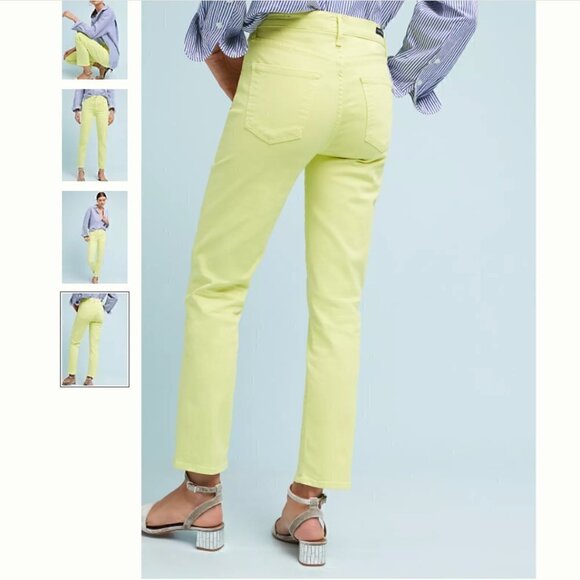 CofH Cara High Rise Cigarette Jeans in Neon Blaze Yellow Size 24 - Picture 4 of 16